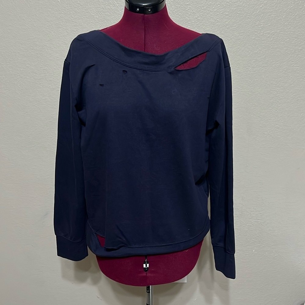 Sam Edelman distressed boatneck sweatshirt - Navy color. NWT SZ-Med
